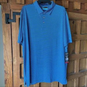 PGA Tour Striped Short Sleeve Men’s Golf Polo XL Classic Blue